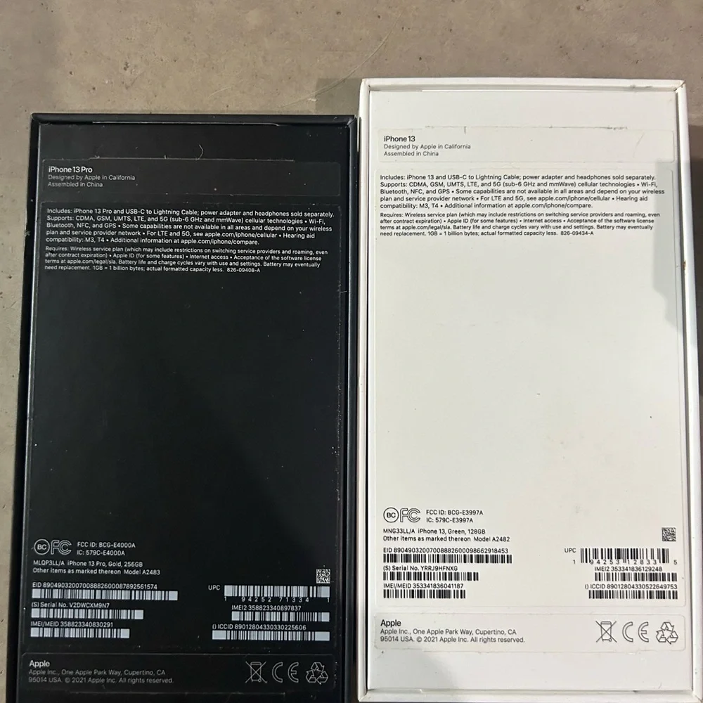 Apple iPhone 13 Pro Gold and Green IPhone 13 with AirPods BOX ONLY!!